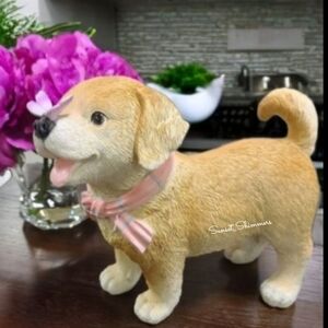 Yellow Labrador Retriever Dog Lab Puppy w/ Butterfly On Nose Figure Statue Decor